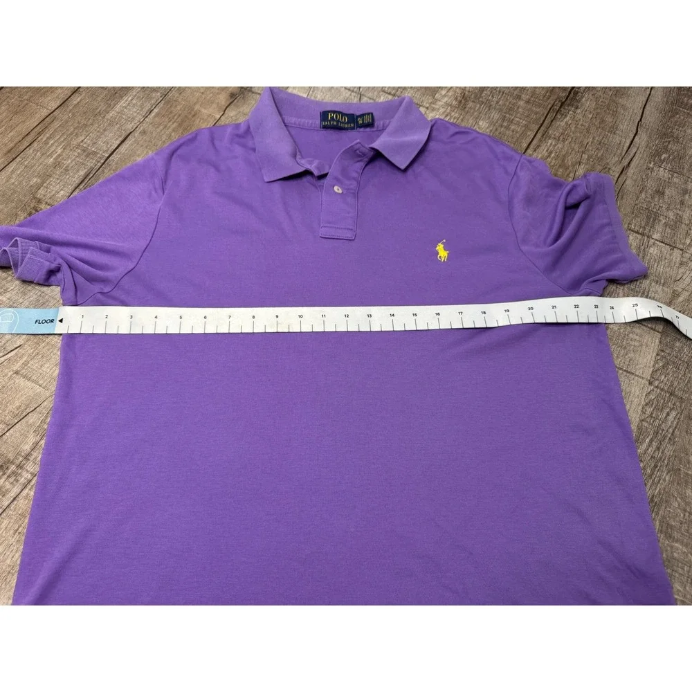 Polo Ralph Lauren Mens XL Purple Short Sleeve Jersey Polo Shirt Yellow Pony Logo